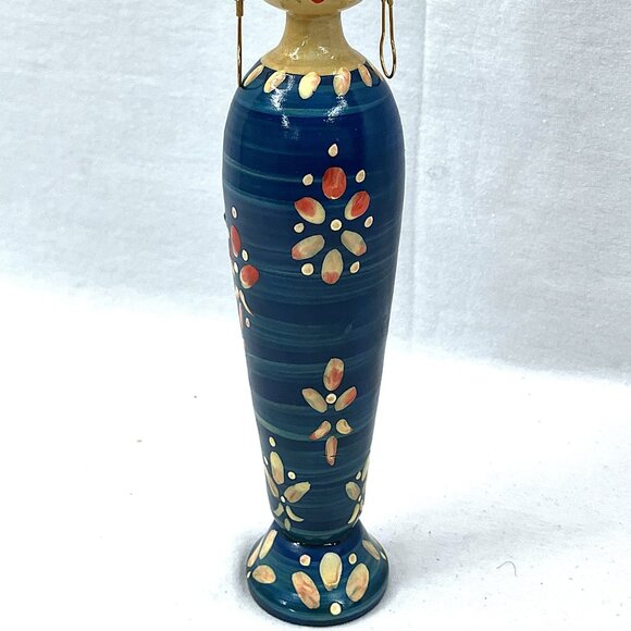 Vintage Egyptian Hand Painted Wooden Spindle Doll - Picture 6 of 6